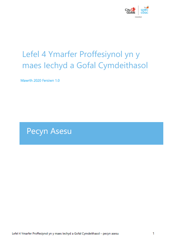 8040 08A L4 Hsc Professional Practice Assessment Pack Welsh